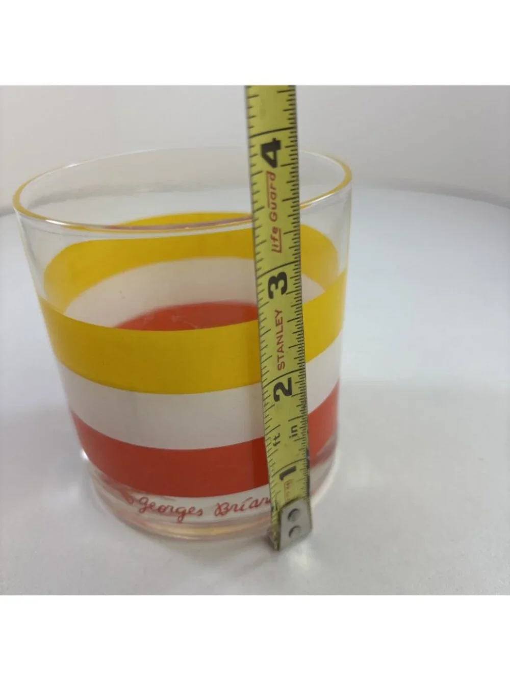 1 MCM Georges Briard CABANA Striped Orange Sunrise Old Fashion Barware Glasses